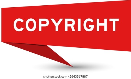 Redcolor speech banner with word copyright on white background