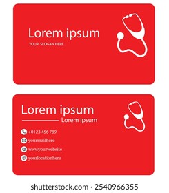 A red-colored doctor’s visiting card creates a striking and memorable design while conveying energy, confidence, and care. Here’s a possible description: