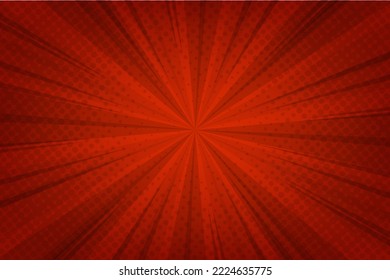 fondo de color rojo con explosión de sol y semitono de punto  