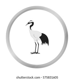 Red-crowned crane icon in monochrome style isolated on white background. Japan symbol stock vector illustration.