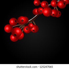 Redcurrant branch isolated over black