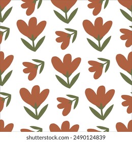 redd flat tulips seamless pattern 