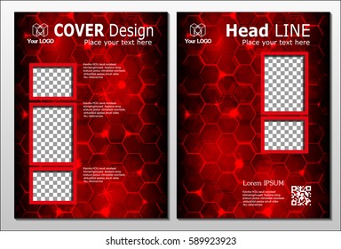 Red-dark annual report brochure flyer design template vector, Leaflet cover presentation abstract flat background, layout in A4 size
