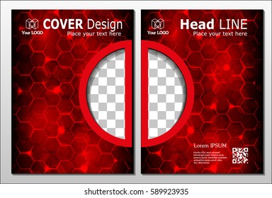 Red-dark annual report brochure flyer design template vector, Leaflet cover presentation abstract flat background, layout in A4 size