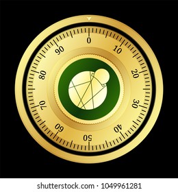 ReddCoin (RDD) cryptocurrency safe lock. Eps10 vector illustration isolated on black background.