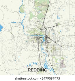 Redding, California, USA map poster art