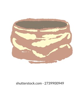 Reddish Brown Hagi Ware Style Tea Bowl Illustration