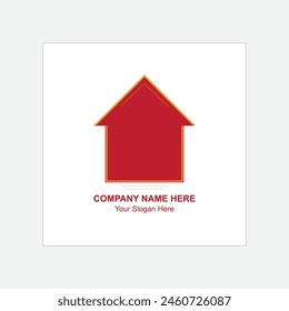 Reddish Color Simple Building Logo Design with Digital Vector Concept.