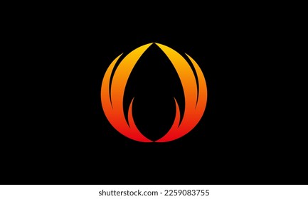 Reddish curved fireball logo design