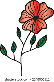 Reddish flower with small leaves vector isolted