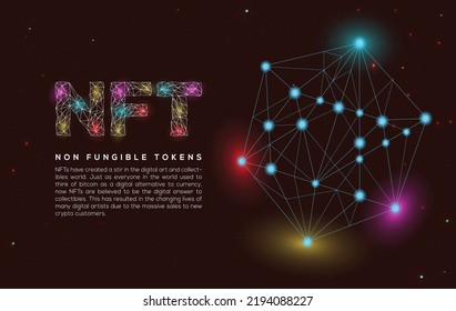 Reddish Multicolor light NFT wallpaper. Non-fungible token in rgb light effect. Digital cryptocurrency background concept.