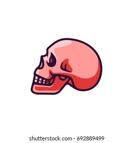 Reddish Skull Side View To The Left Vector Illustration