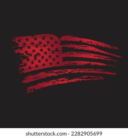 Reddish USA Flag Design with Black Background | Vector