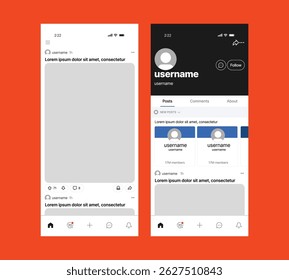 Reddit mobile UI mockup. post interface feed com layout subreddit, upvote sistema, seção de comentários, e Reddit branding no design móvel limpo