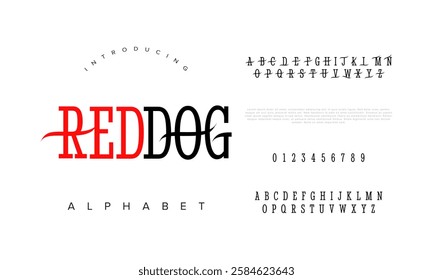 Reddog typography beauty fashion elegant minimalist serif italic fonts decorative wedding vintage retro logos. Minimal luxury font alphabet logo. Vector illustration