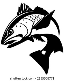 Reddrum fish logo Template, Unique and Fresh Abstract Redfish Jumping out of the water. Great to use as Redfish Anglers  fishing activity. 