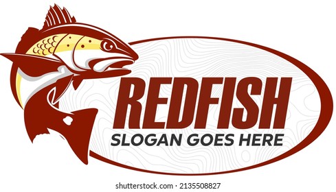 Reddrum fish logo Template, Unique and Fresh Abstract Redfish Jumping out of the water. Great to use as Redfish Anglers  fishing activity. 