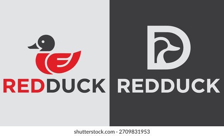 Logotipo minimalista del monograma del pato de Redduck. logotipo minimalista. logotipo geométrico. logotipo abstracto. logotipo del Vector. marca de estilo de vida. monograma del pato. diseño del icono del pato.
