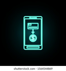 Redeems in mobile banking neon icon. Simple thin line, outline vector of banking icons for ui and ux, website or mobile application