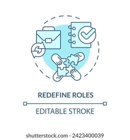 Redefine roles soft blue concept icon. Defining responsibilities within organization. Round shape line illustration. Abstract idea. Graphic design. Easy to use in promotional material