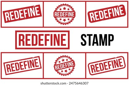 Redefine Stamp. Red Redefine Rubber grunge Stamp set