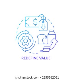 Redefine values blue gradient concept icon. Change product package size. Goods price. Managing prices abstract idea thin line illustration. Isolated outline drawing. Myriad Pro-Bold font used