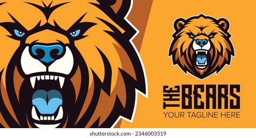 Redefining Team Identity: Angry Minimalist Bear Mascot Logo Design for Sport, Esport, Badge, Emblem, T-Shirt