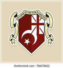 Redesign of the colonial flag prepared by British for Ottoman State and teritory. British Mandate of Palestine, Trans Jordan, and Iraq. Vintage Flag and Coat of Arms. Vector eps 08.