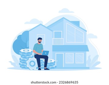 Redesigning a house trending concept flat illustration