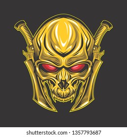 red-eyed golden skull design