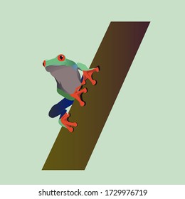 The Red-Eyed Tree Frog in Flat Design.