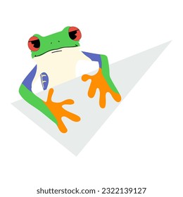 red-eyed tree frog single cute and paper 4 ,vector illustration