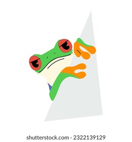 red-eyed tree frog single cute and paper 1 ,vector illustration