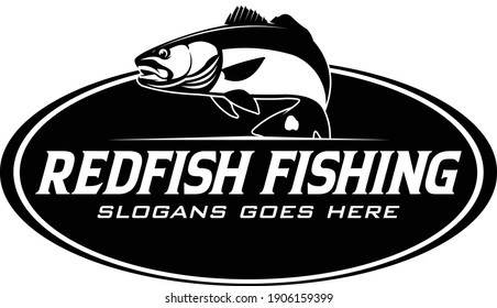 Redfish Fishing Logo Template. Fresh and Unique Redfish aka Reddrum fish Jump out of the water. Great to use as your Redfish Fishing Activity. 