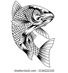 Redfish Fishing Logo Template. Fresh and Unique Redfish aka Reddrum fish Jump out of the water. Great to use as your Redfish Fishing Activity.