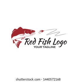 Redfish With Fly Fishing Logo Vector 