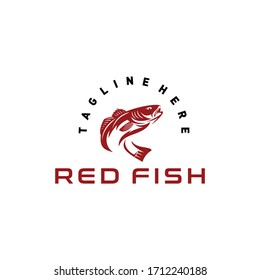 Redfish Freswater Animal Background Emblem Design Logo