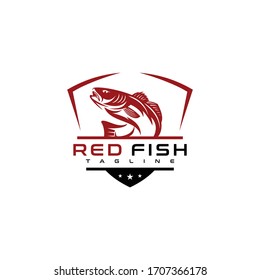 Redfish Freswater Graphic Shield Logo Design Vector