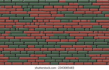 Red-green brick wall vector illustration background. brick wall closeup texture vector