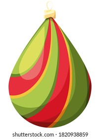 Red-green Christmas tree toy. Festive decor in cartoon style.