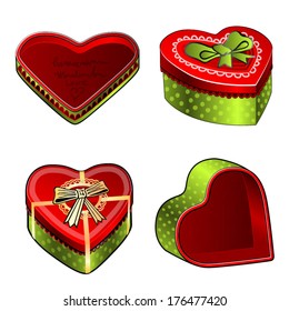 red-green gift box to ring in the shape of a heart