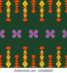 El diseño de color rojo-verde es japonés, con formas geométricas.