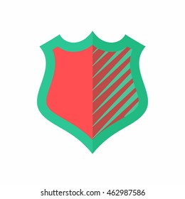 Red-green shield icon in flat style isolated on white background. War symbol