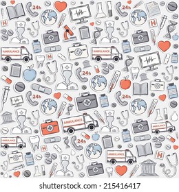 Red,grey,blue Medical pattern.Sticker.
