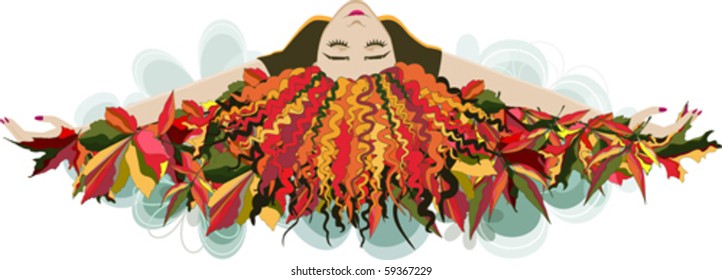 Red-hair woman enjoying autumn