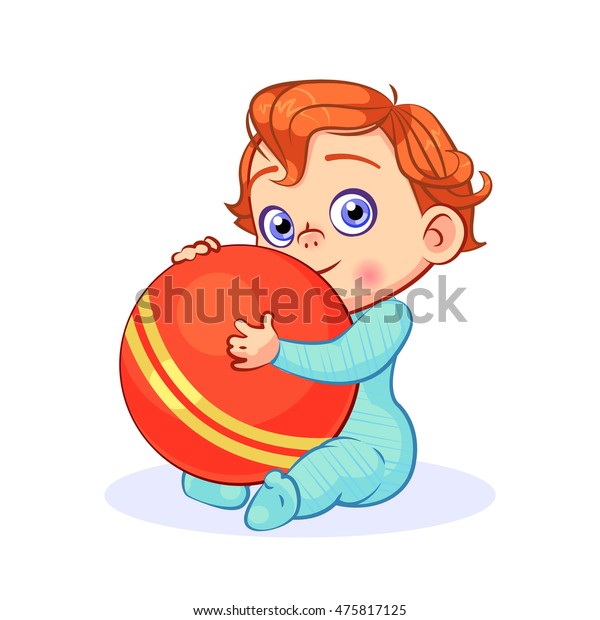 Redhaired Baby Boy Sitting Hugging Big Stock Vector Royalty Free