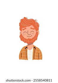 red-haired bearded man with a vivid beard and a natural expression of joy