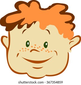 Red-haired boy with freckles, vector isolated