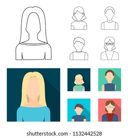 Red-haired boy, teen girl, grandmother wearing glasses.Avatar set collection icons in outline,flat style vector symbol stock illustration web.