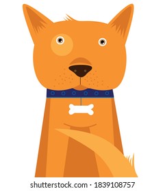 Red-haired cartoon dog on a white background